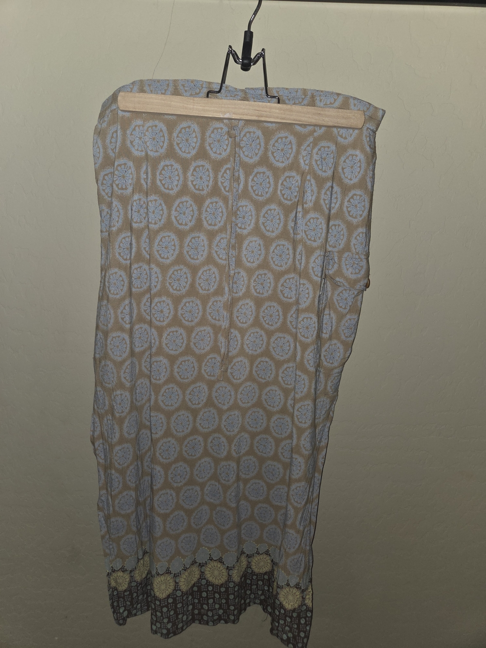 Oilily Beige and Light Blue Circular Print Maxi Skirt